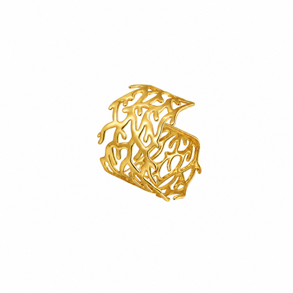 Gold Coral Branch Cutout Cuff Bangle