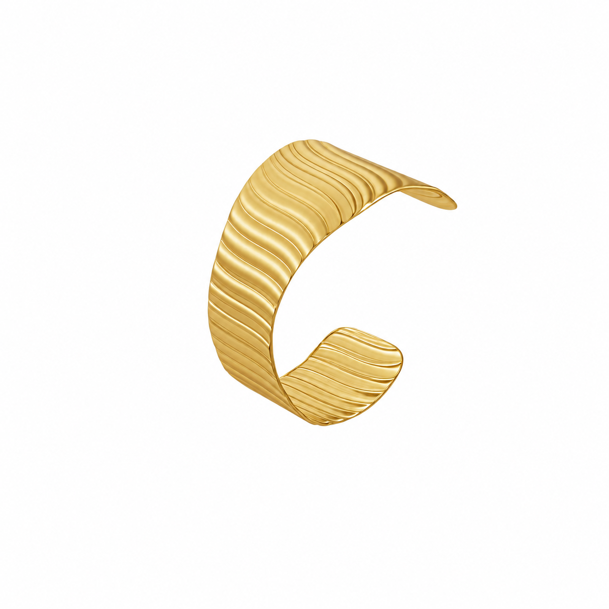 Gold Wide Wave Cuff Bangle