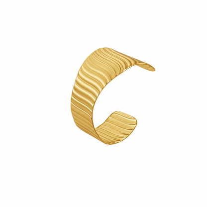 Gold Wide Wave Cuff Bangle