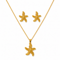 Gold Beaded Starfish Necklace & Earring Set