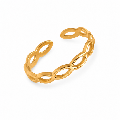 Gold Open Weave Leaf Ring