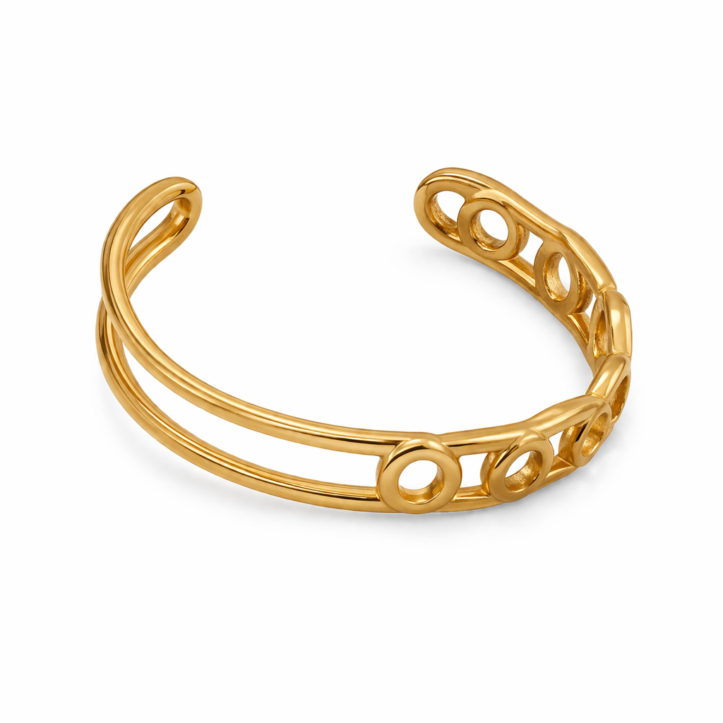 Gold Chain Link Crystal Cuff Ring