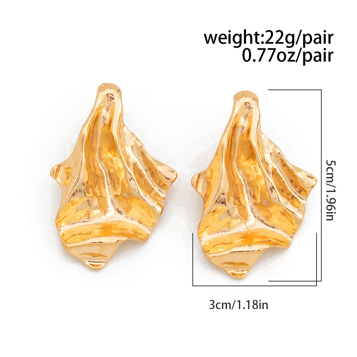 Gold Molten Crumple Statement Earrings