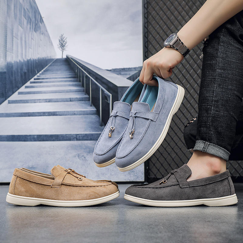 Men's Suede Tassel Loafers – Slip-On Casual Shoes | Blue, Khaki & Grey