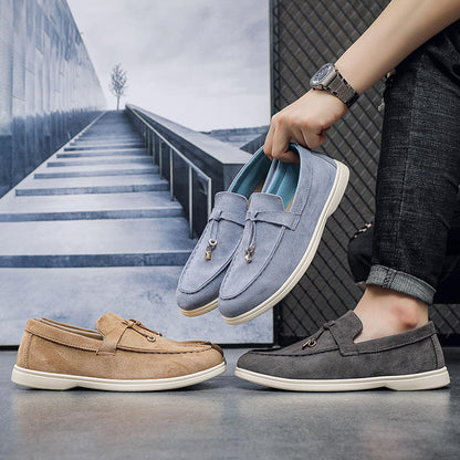 Men's Suede Tassel Loafers – Slip-On Casual Shoes | Blue, Khaki & Grey