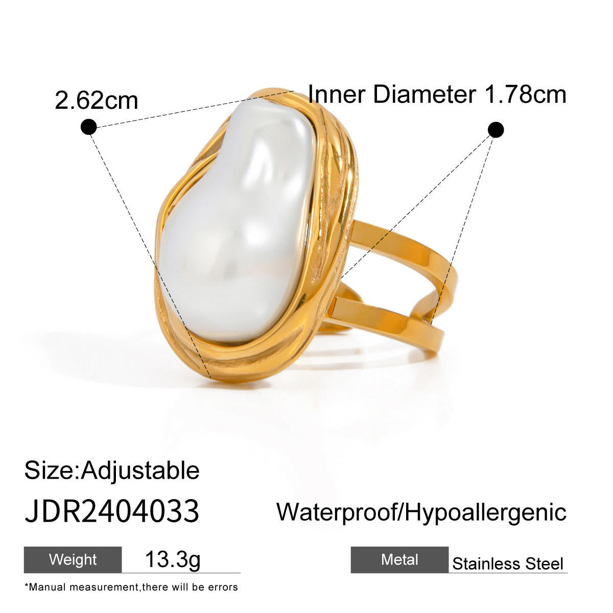 Gold Wire-Wrapped Baroque Pearl Ring