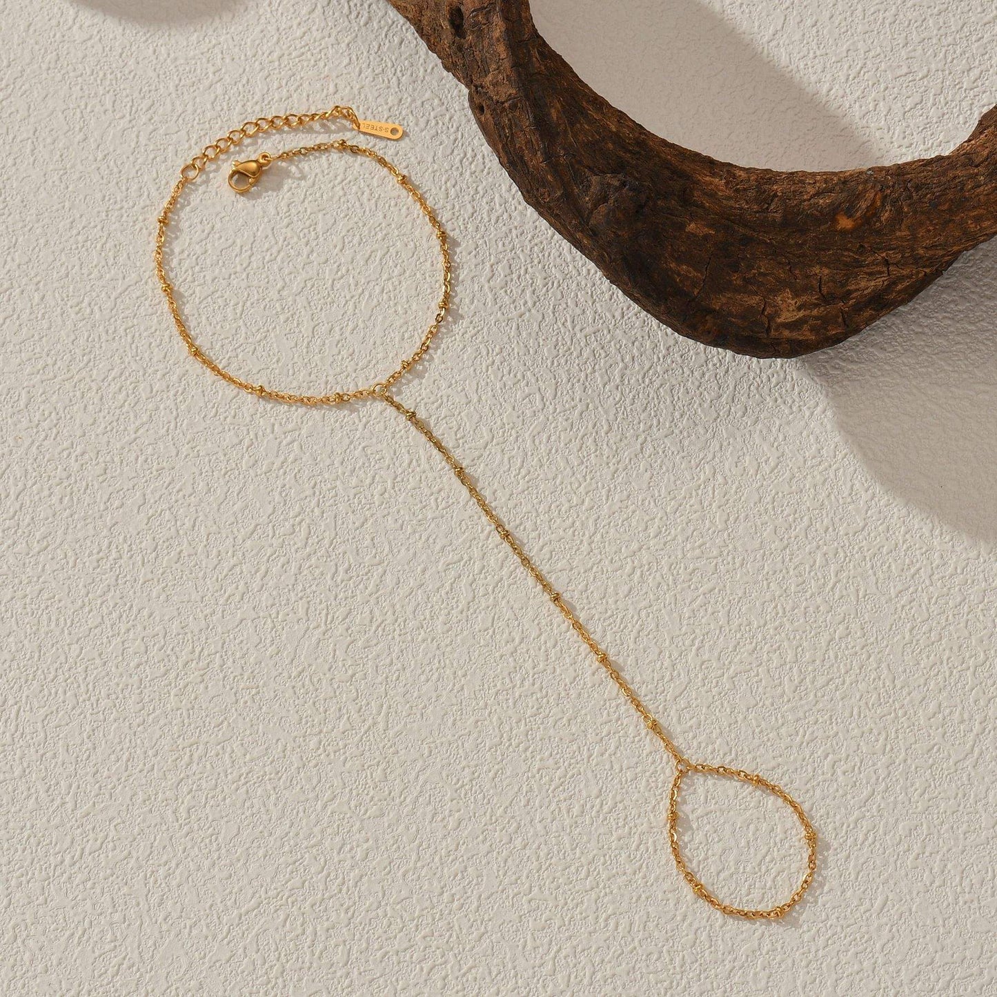 Gold Cable Chain Hand Chain Bracelet - 20cm