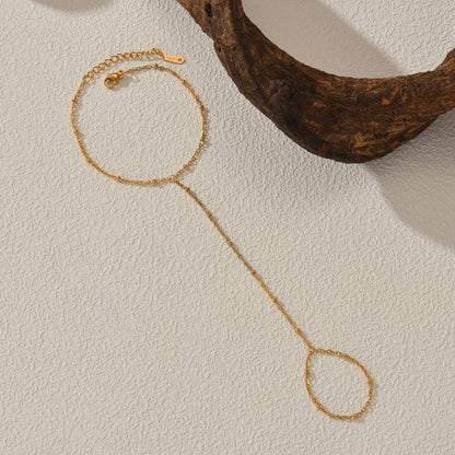 Gold Cable Chain Hand Chain Bracelet - 20cm
