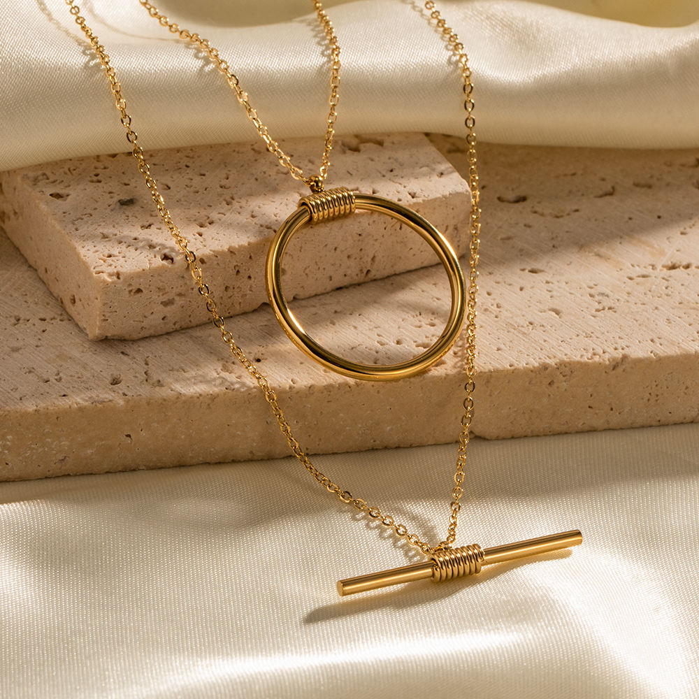 Gold OT Toggle Layered Necklace Set – Women's Minimalist Luxury Jewellery