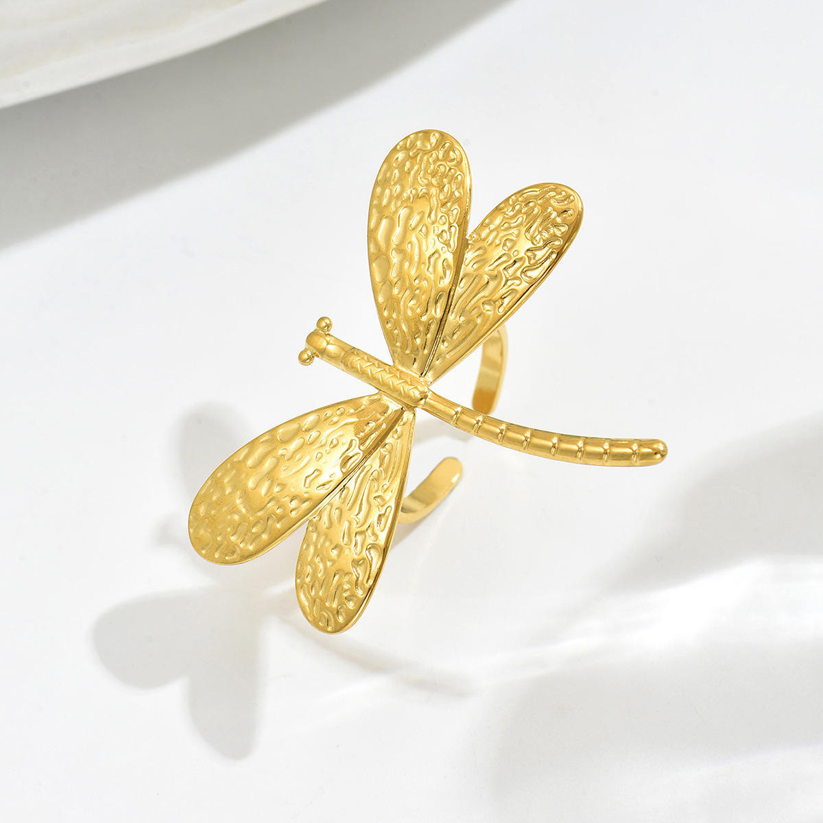 Gold Dragonfly Statement Ring