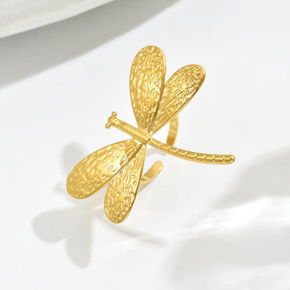 Gold Dragonfly Statement Ring