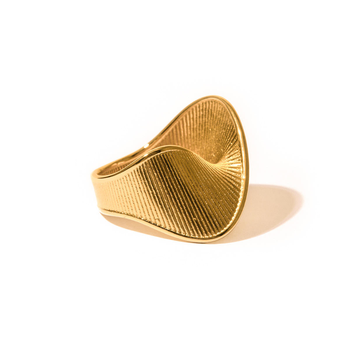Gold Sunray Saddle Signet Ring