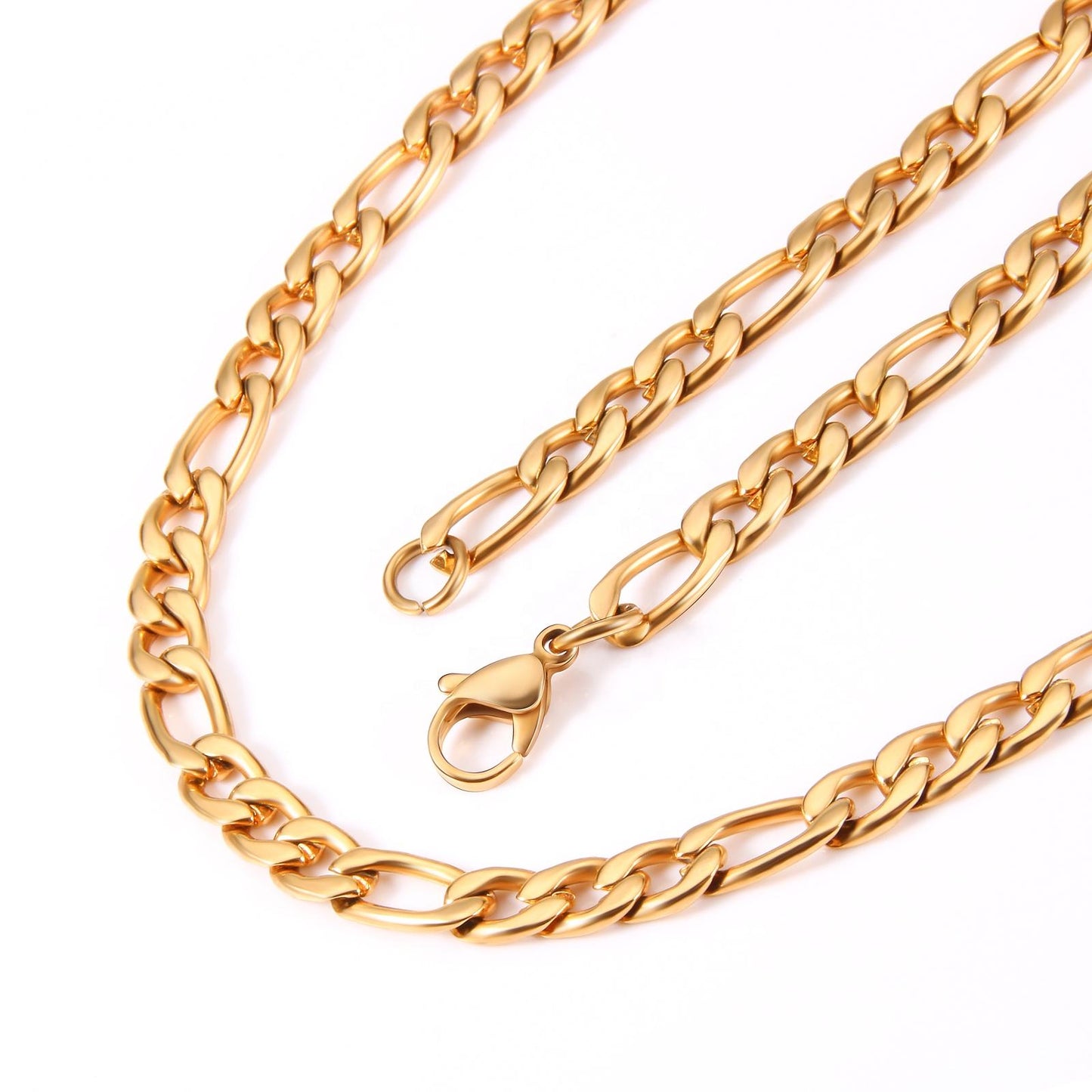 Gold Figaro Chain Necklace – 18K Gold-Plated Stainless Steel for Men & Women