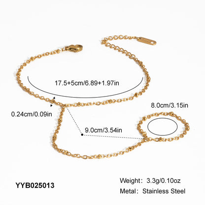Gold Cable Chain Hand Chain Bracelet - 20cm