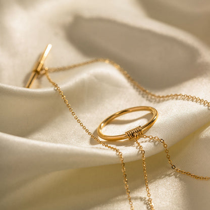 Gold OT Toggle Layered Necklace Set – Women's Minimalist Luxury Jewellery