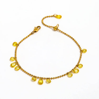 Gold Crystal Drop Charm Bracelet