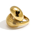 Gold Ribbed Shell Bypass Ring