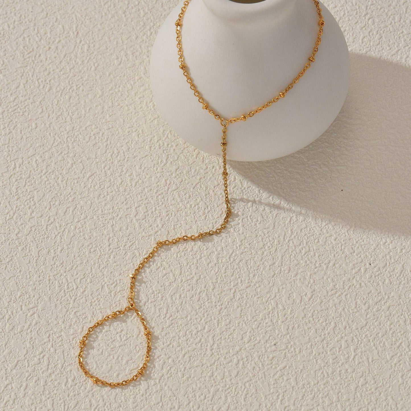Gold Cable Chain Hand Chain Bracelet - 20cm