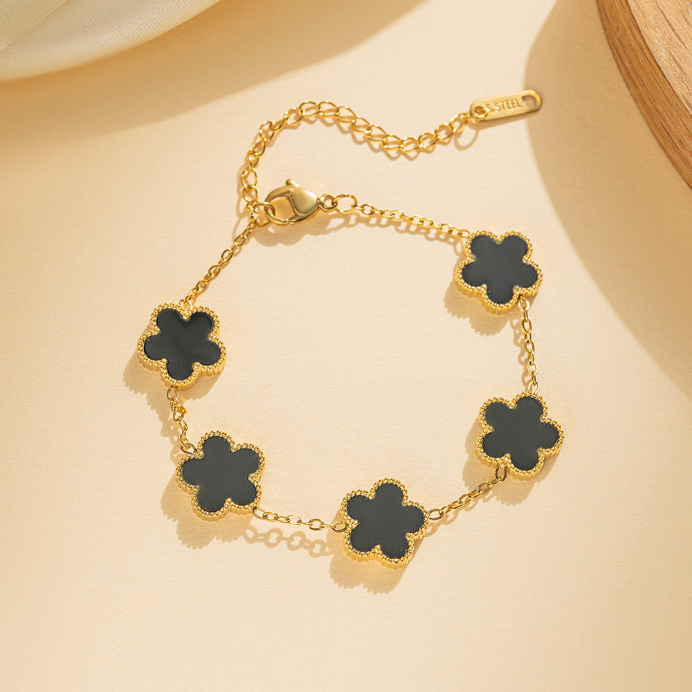 Gold & Black Clover Bracelet