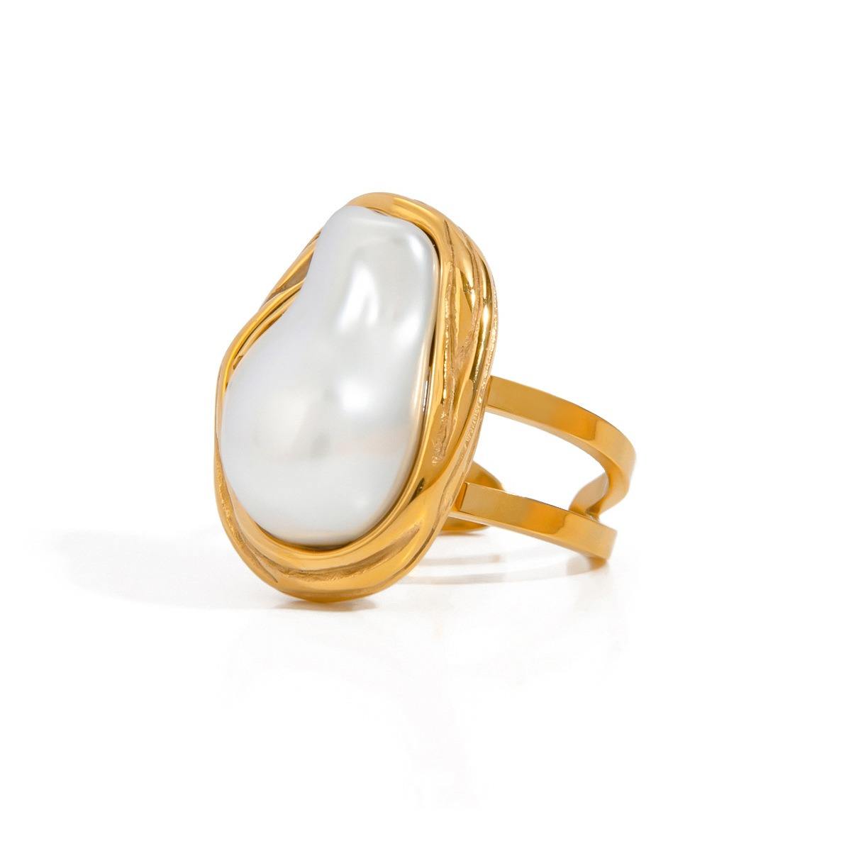 Gold Wire-Wrapped Baroque Pearl Ring