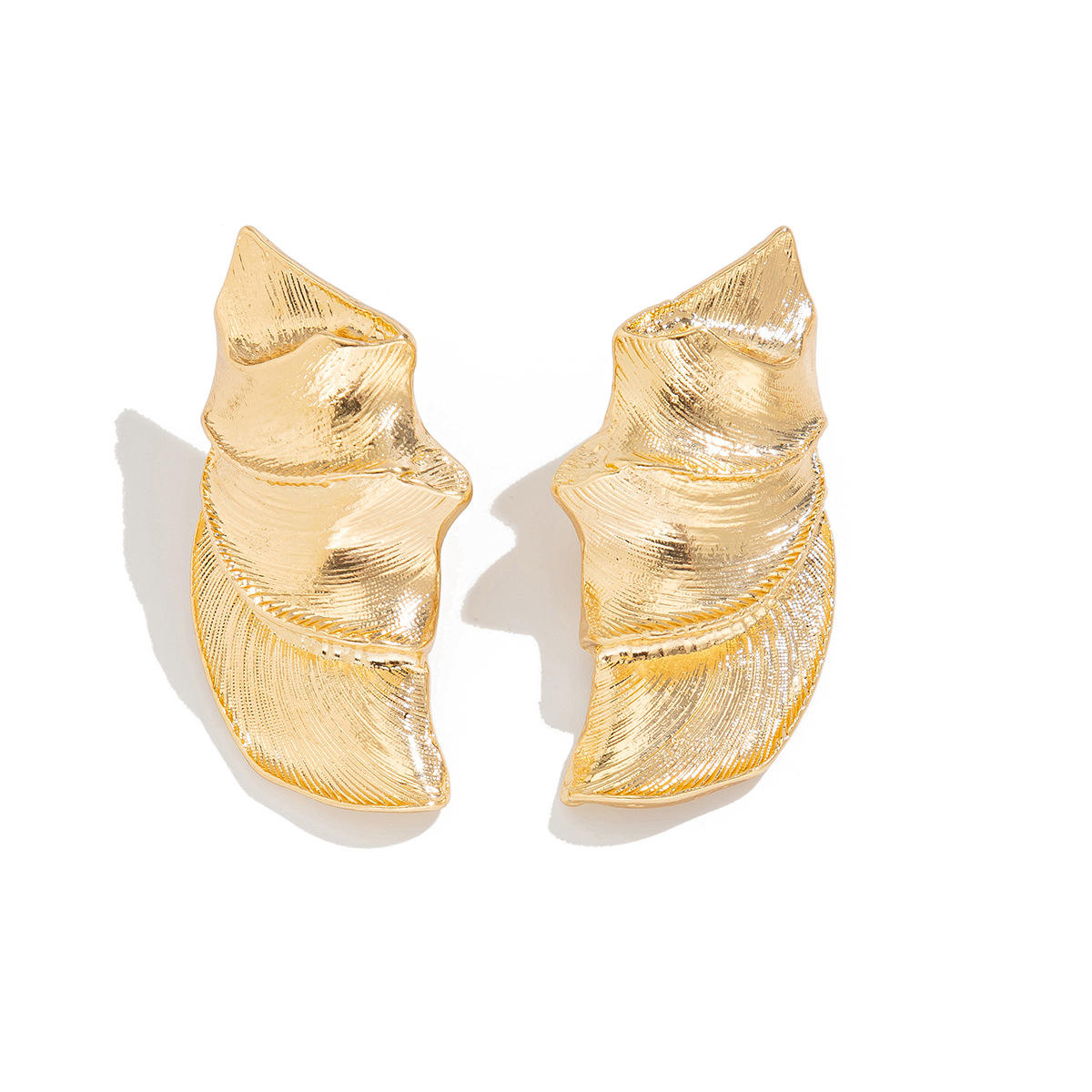 Gold Layered Leaf Cascade Statement Earrings