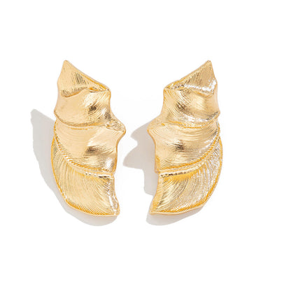 Gold Layered Leaf Cascade Statement Earrings