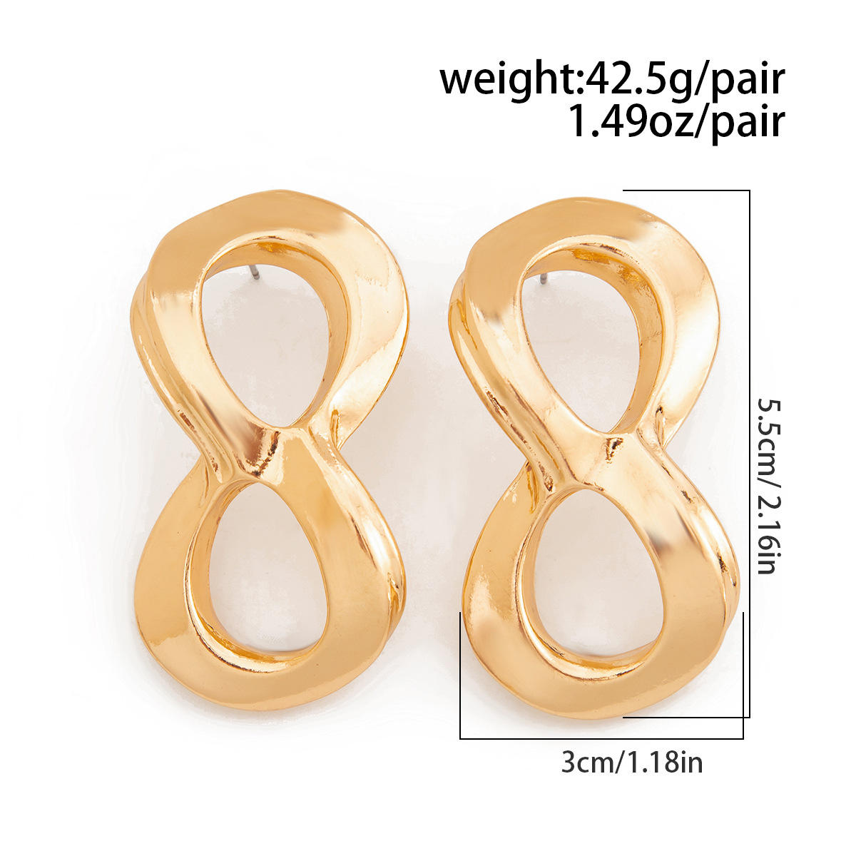 Gold Double Loop Infinity Statement Earrings