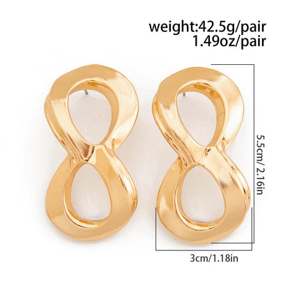 Gold Double Loop Infinity Statement Earrings
