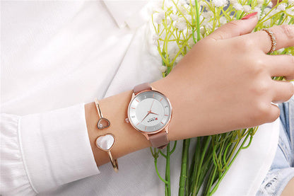 Curren Blanche Gold & Red Leather Diamond Watch – Women's Elegant Timepiece
