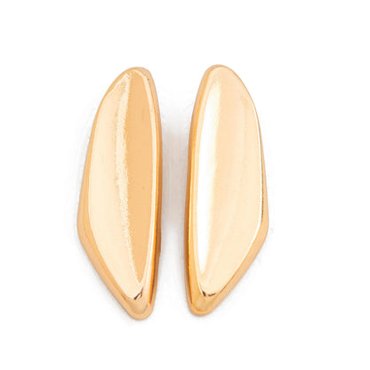 Gold Oversized Leaf Blade Statement Earrings