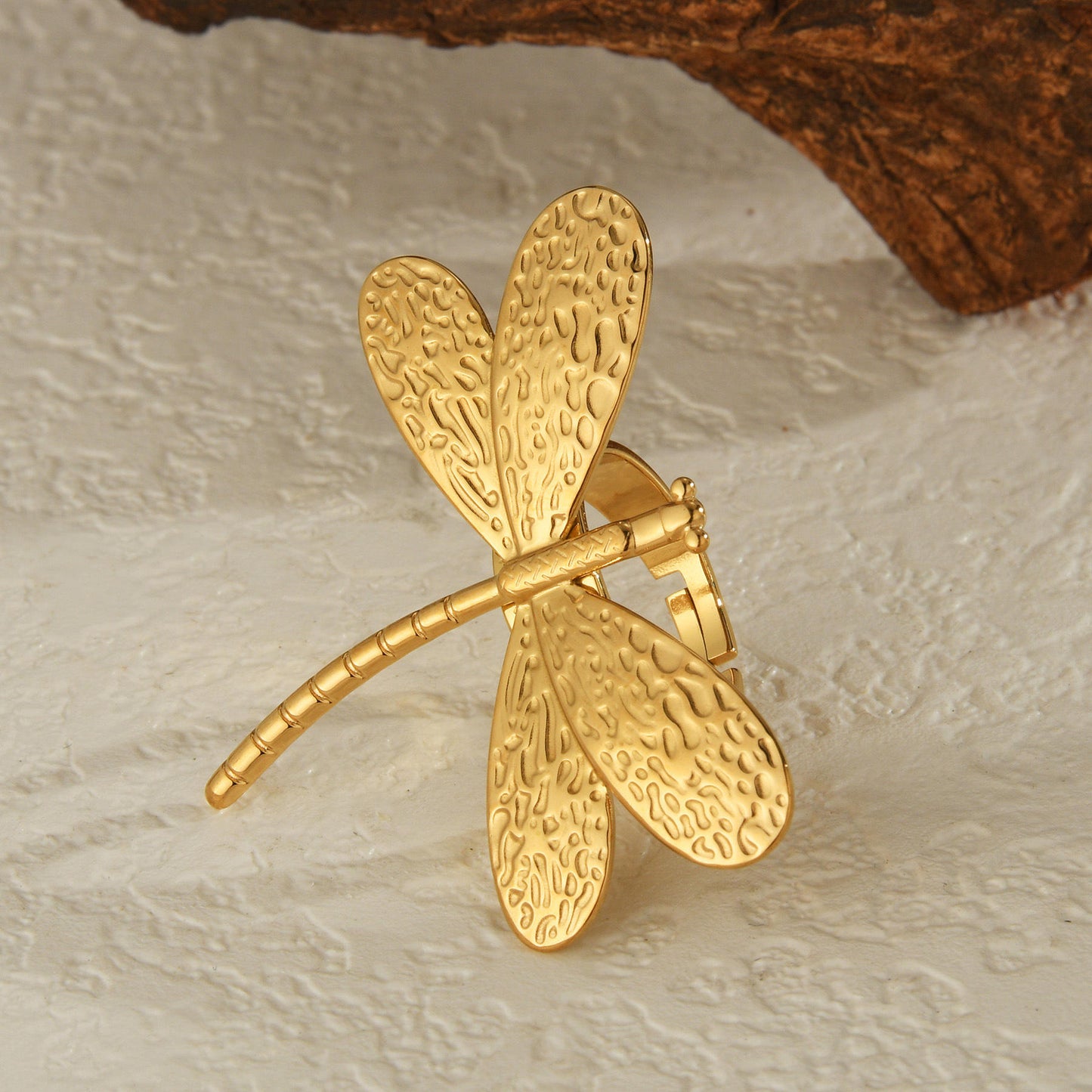 Gold Dragonfly Statement Ring
