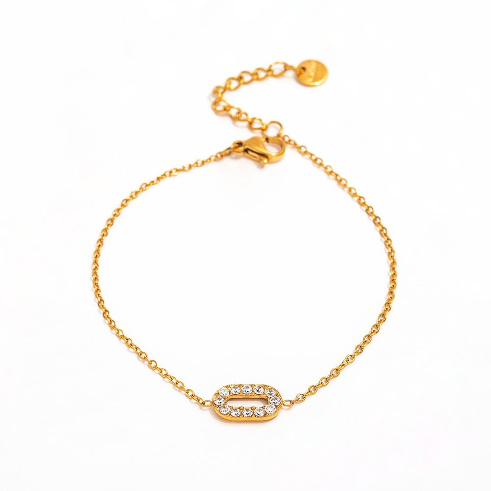 Gold Pavé Oval Link Bracelet