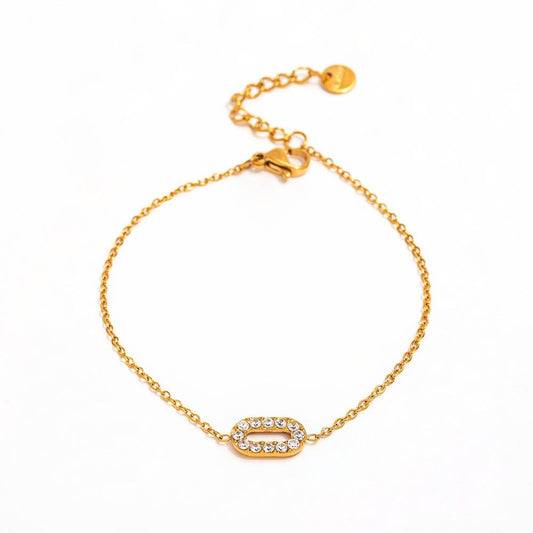 Gold Pavé Oval Link Bracelet