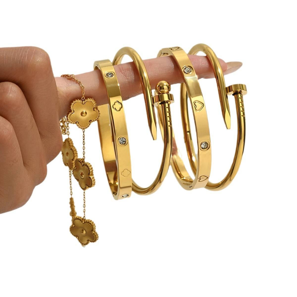 Gold Bracelet Stack Set – 5 Pieces
