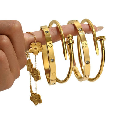 Gold Bracelet Stack Set – 5 Pieces