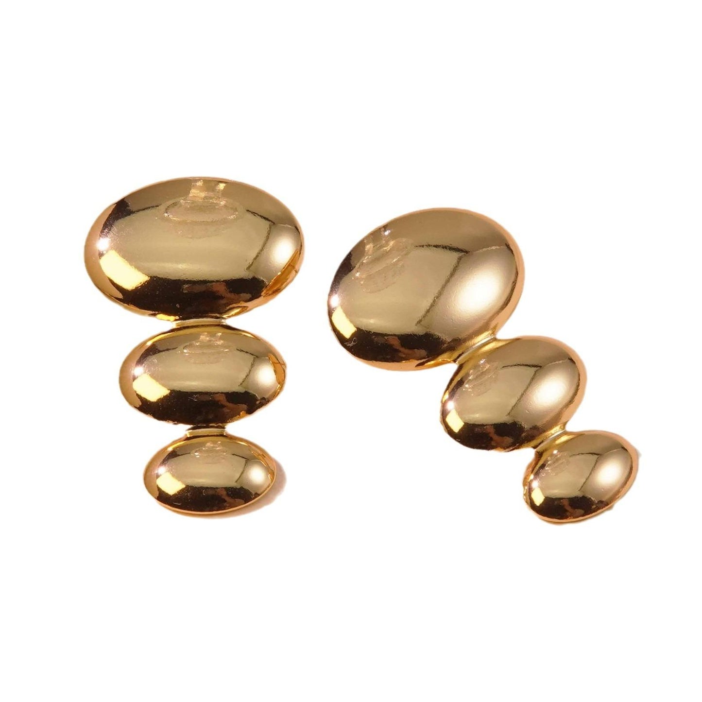 Gold Triple Bubble Drop Earrings