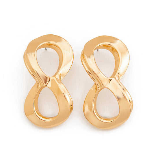 Gold Double Loop Infinity Statement Earrings