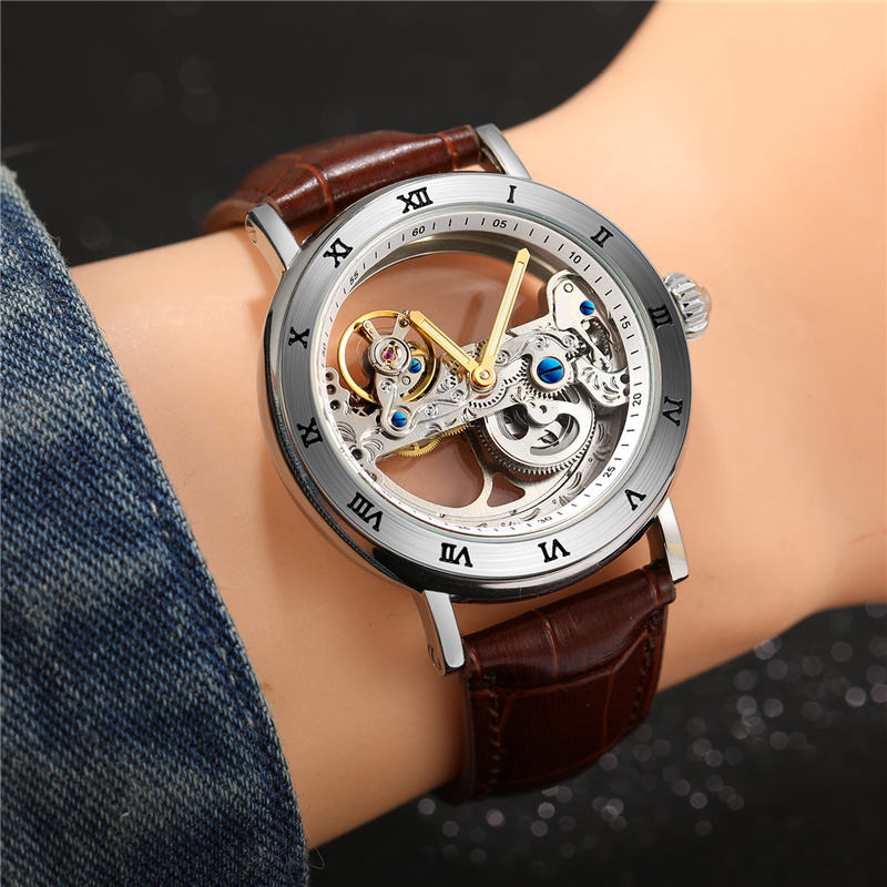 FORSINING Black Skeleton Automatic Watch