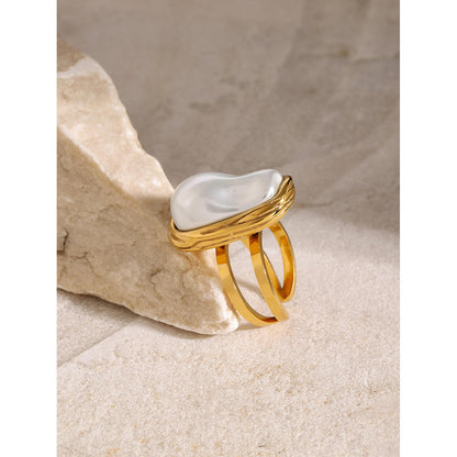 Gold Wire-Wrapped Baroque Pearl Ring