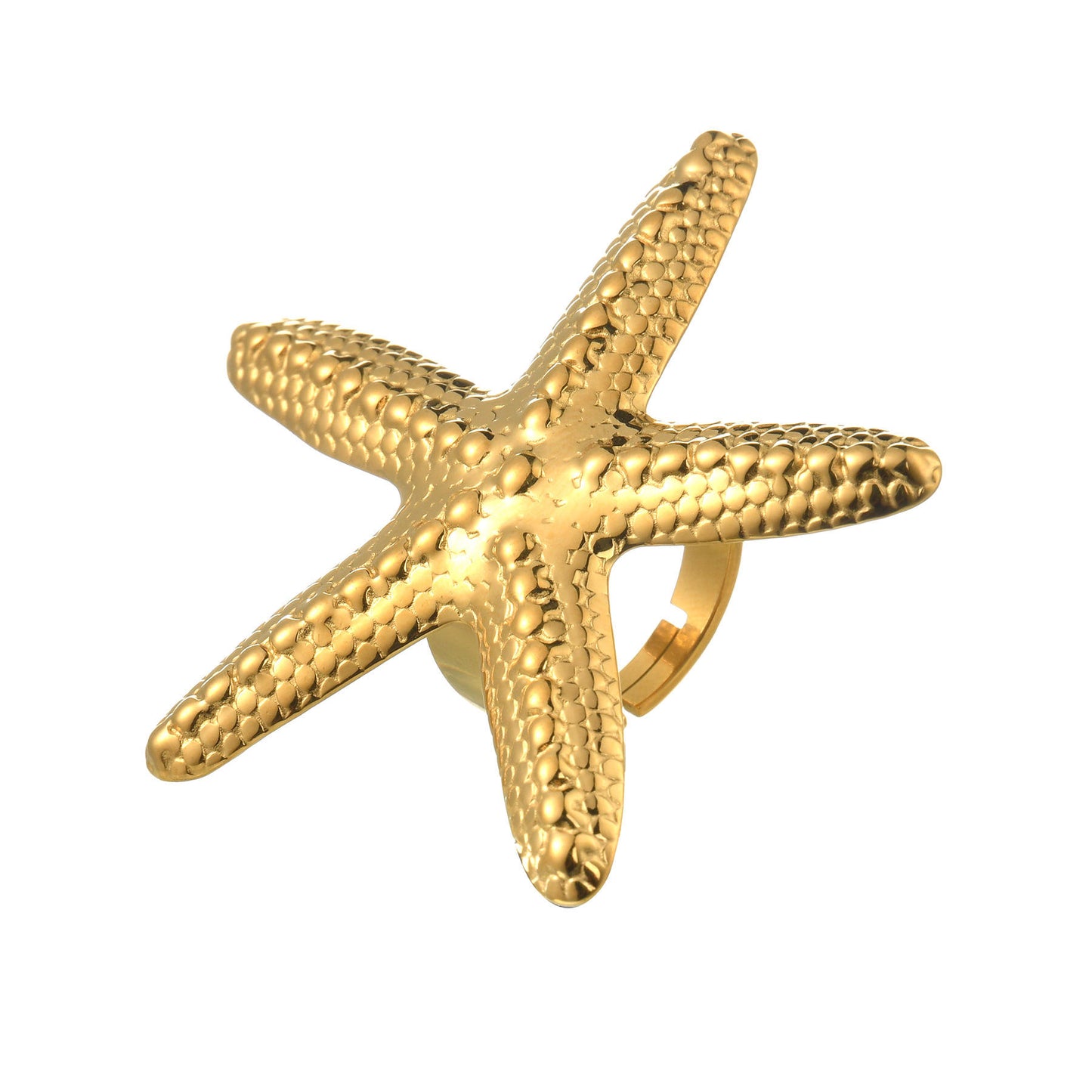 Gold Starfish Textured Statement Ring