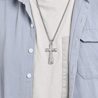 Cross Pendant Necklace – Stainless Steel Rope Chain for Men