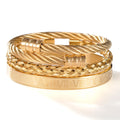 Gold Roman Numeral Bracelet Set – 3-Piece Luxury Bangle Collection