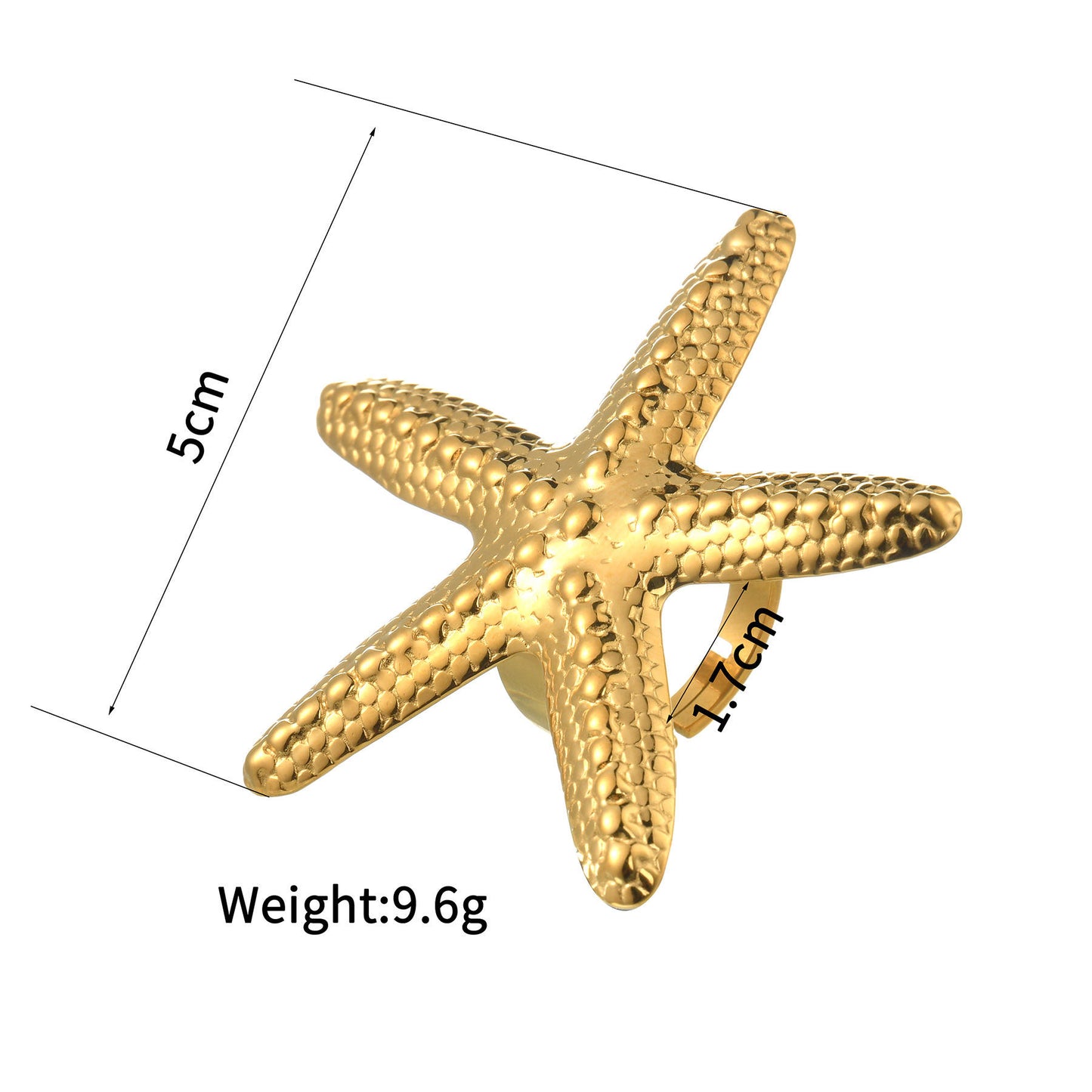 Gold Starfish Textured Statement Ring