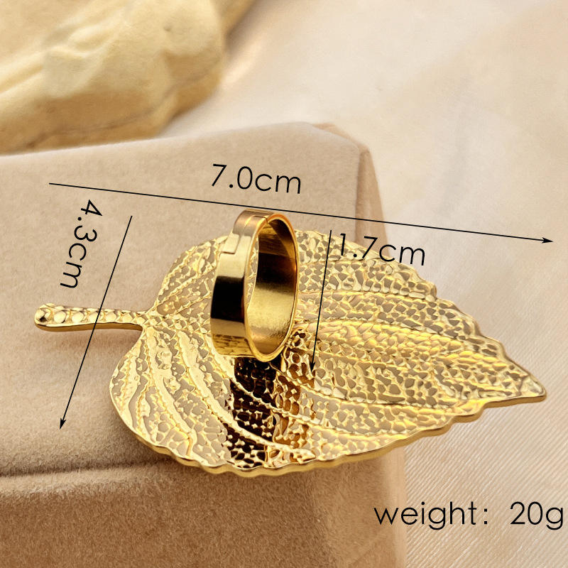 Gold Botanical Leaf Statement Ring