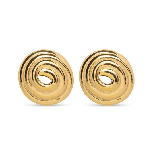 Gold Spiral Swirl Stud Earrings