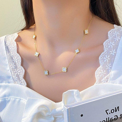Gold Black Clover Station Necklace