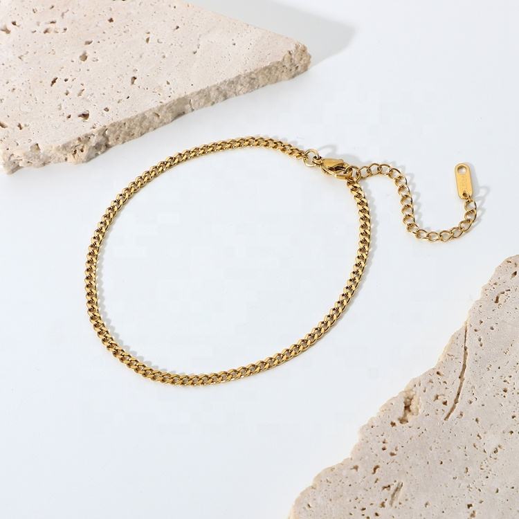 Gold Cuban Link Chain Anklet