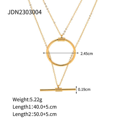 Gold OT Toggle Layered Necklace Set – Women's Minimalist Luxury Jewellery