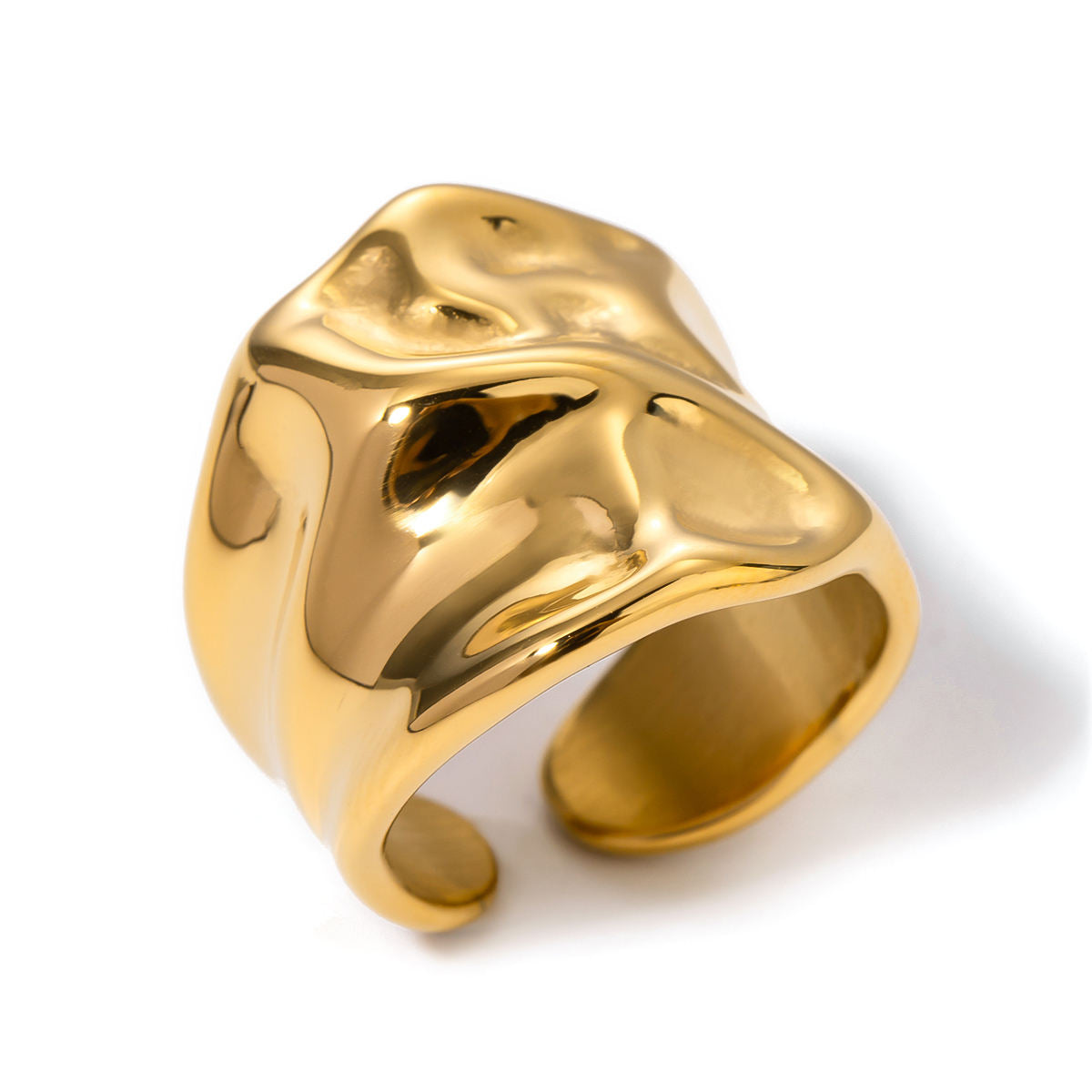 Gold Molten Dome Wide Cuff Ring