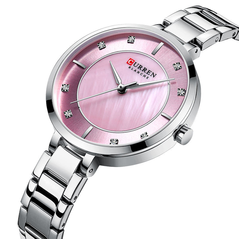 Curren Blanche Gold Pearl Diamond Watch – Women's Luxury Stainless Steel Timepiece